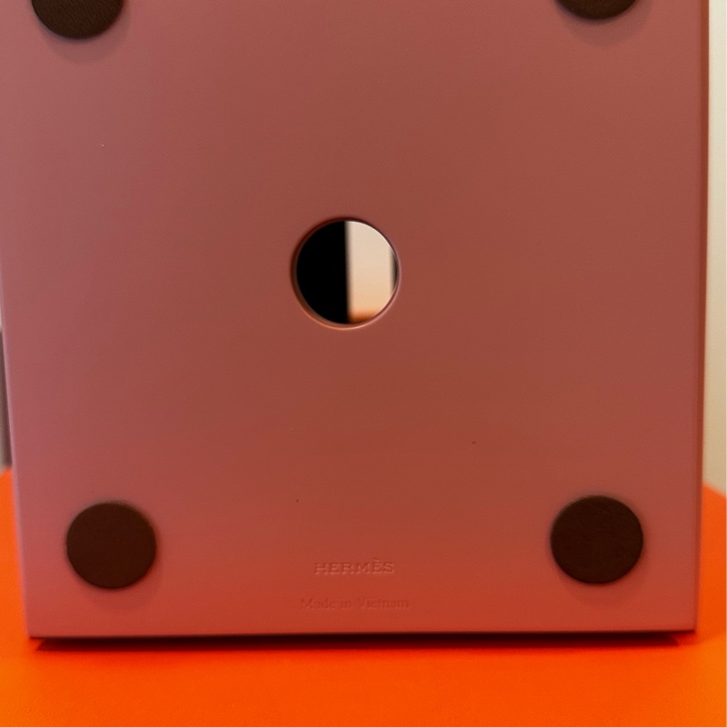 hermes 愛馬仕 方形抽取式面紙盒 粉色 二手狀態良好 含橘盒 購證-8
