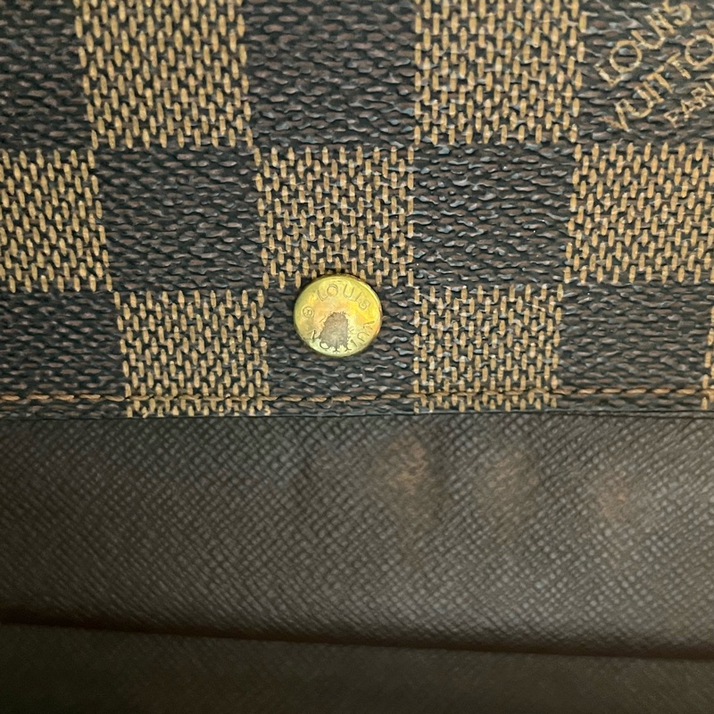法國製Louis Vuitton路易威登Damier ebene棋盤棕格三折皮夾-1