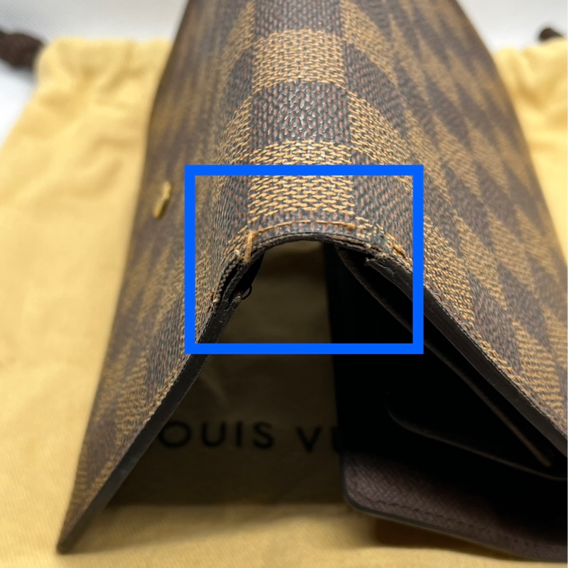 法國製Louis Vuitton路易威登Damier ebene棋盤棕格三折皮夾-7