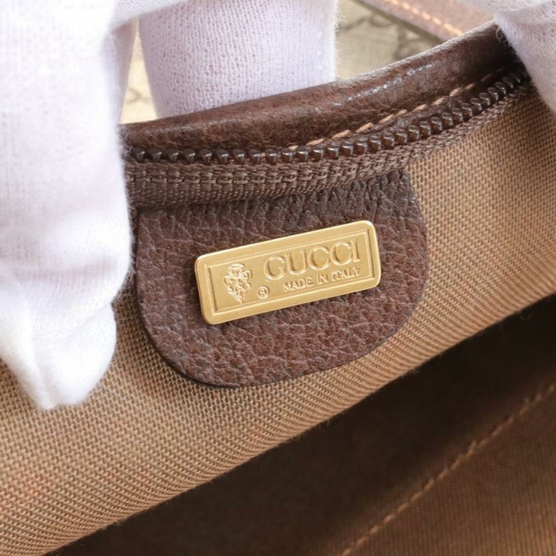 【日本直送】 Old Gucci GG PLUS 肩包 托特包 PVC 真皮 米色 深棕色-3