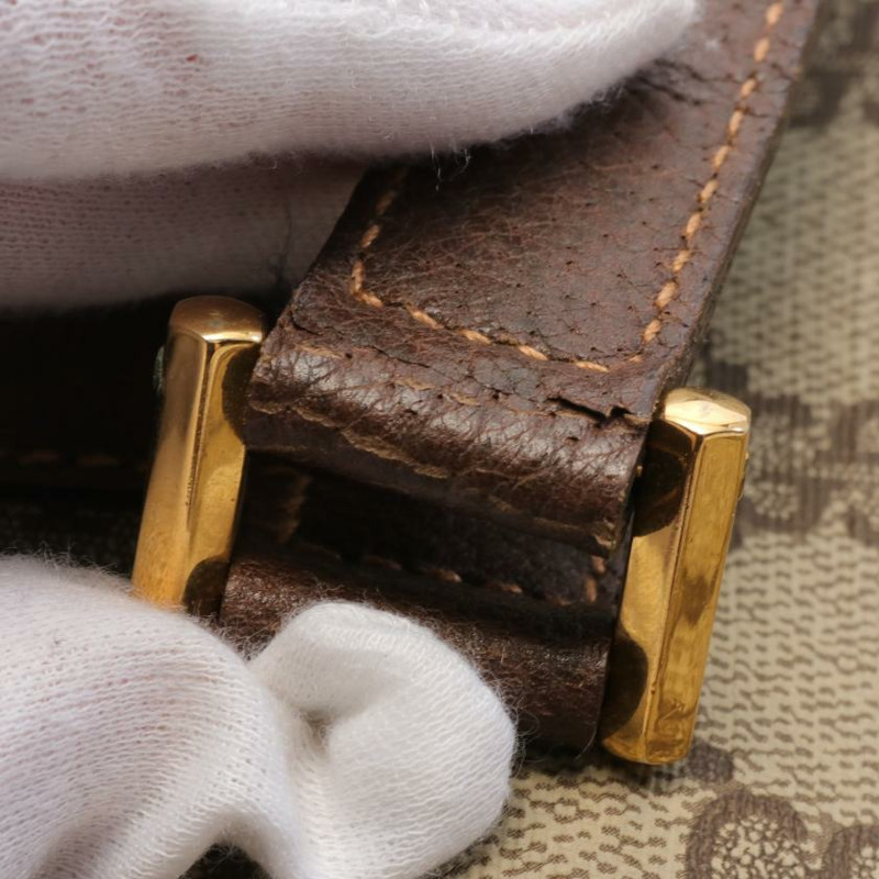 【日本直送】 Old Gucci GG PLUS 肩包 托特包 PVC 真皮 米色 深棕色-5