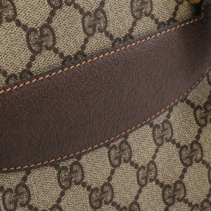 【日本直送】 Old Gucci GG PLUS 肩包 托特包 PVC 真皮 米色 深棕色-6