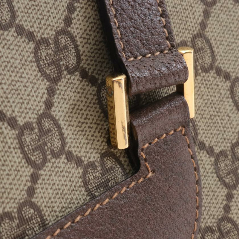 【日本直送】 Old Gucci GG PLUS 肩包 托特包 PVC 真皮 米色 深棕色-8