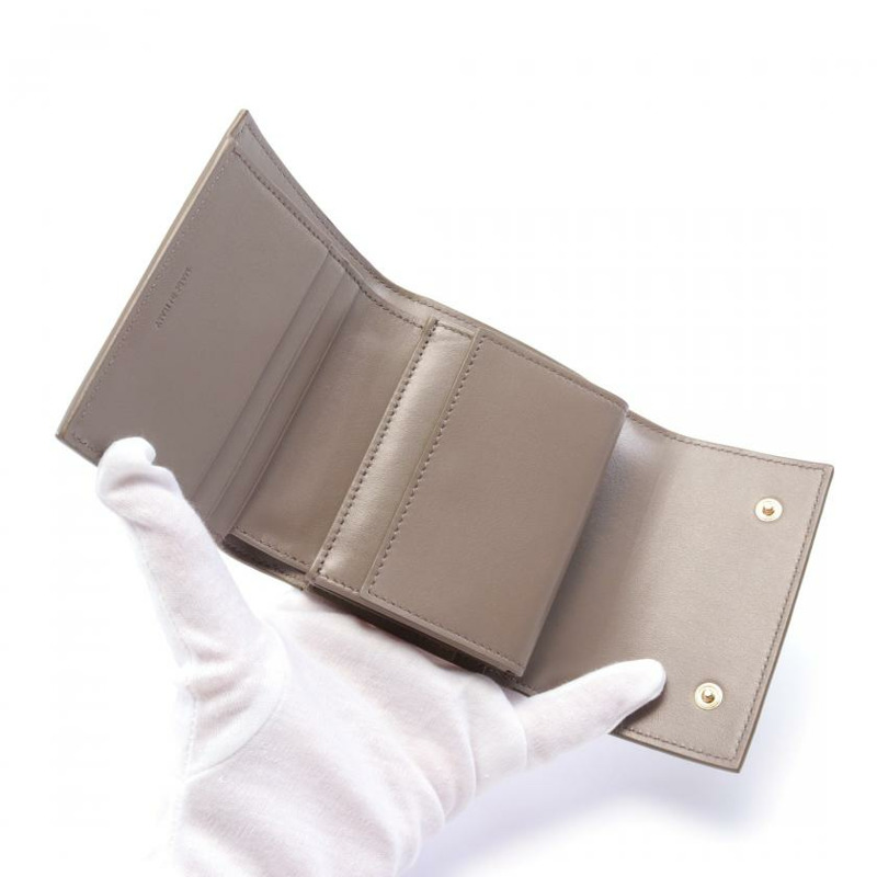 【日本直送】 小號 三折錢包 三折錢包 皮革 灰色-2