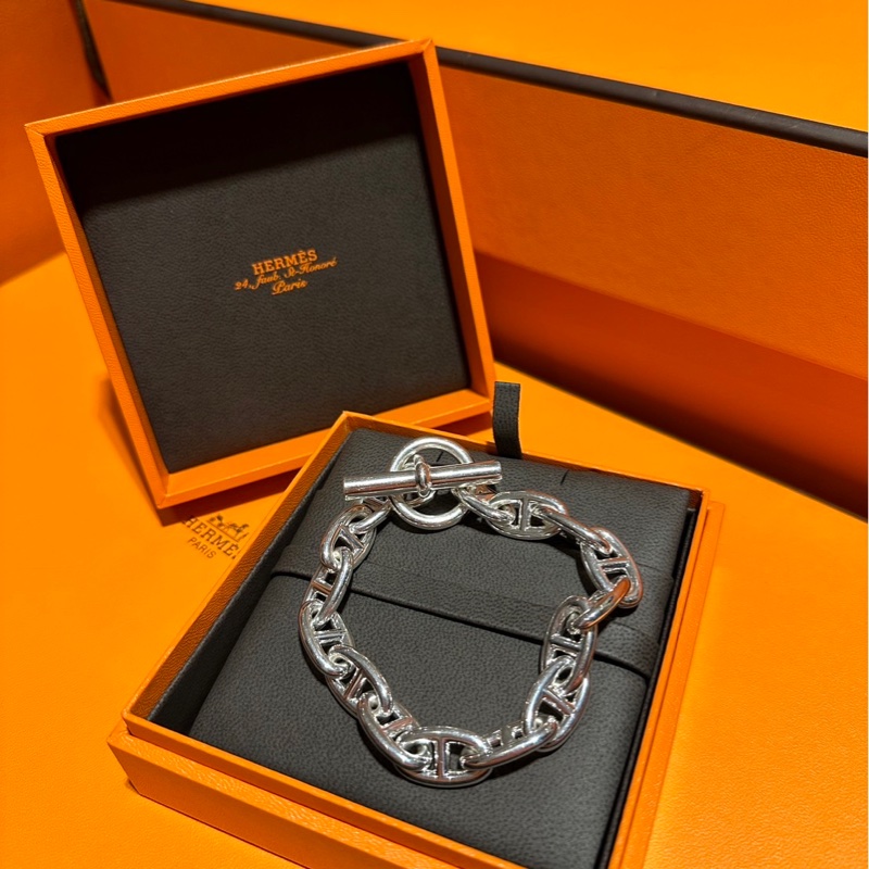 全新愛馬仕純銀豬鼻子手鍊-1