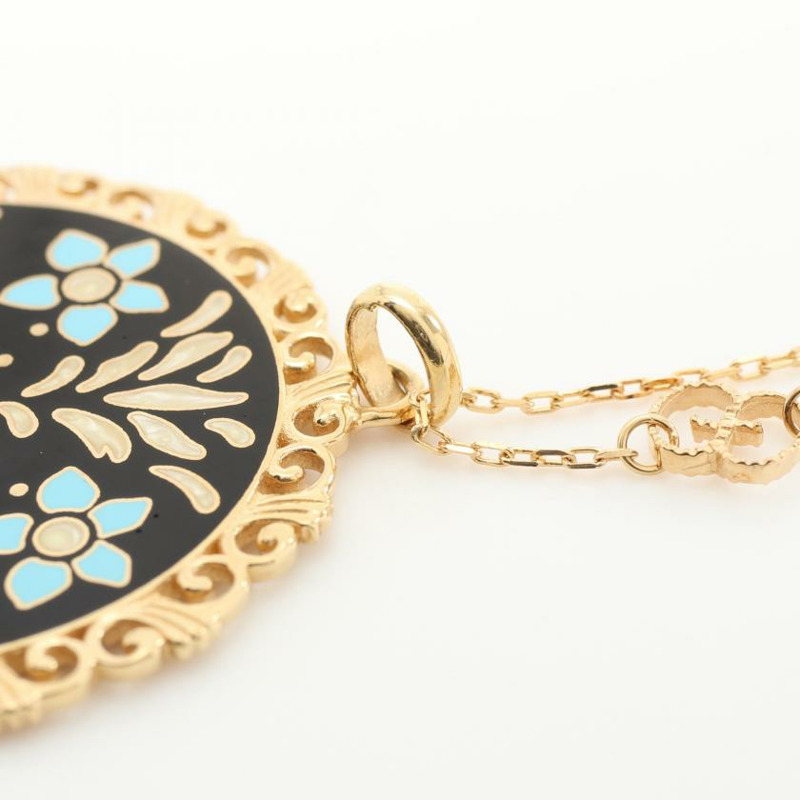 【日本直送】 GG icon Blooms necklace K18YG Yellow Gold black Light blue-5