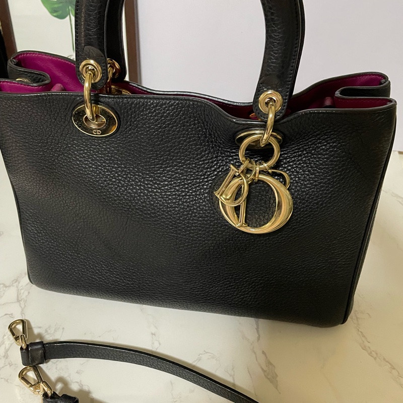 Christian Dior黑色全皮提背二用黛妃包-1