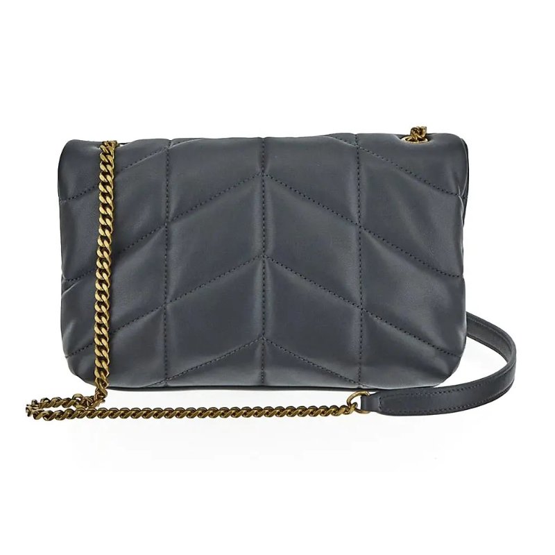 Saint Laurent YSL LouLou 小羊皮 Puffer Toy 金鍊包 風暴灰-14