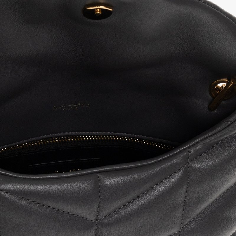 Saint Laurent YSL LouLou 小羊皮 Puffer Toy 金鍊包 風暴灰-15