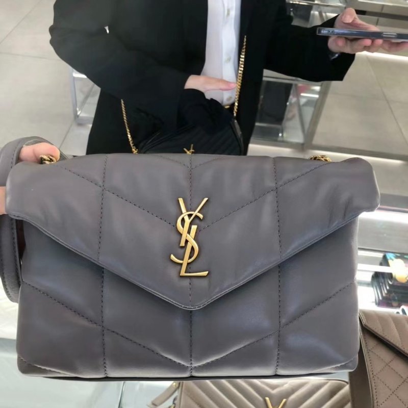 Saint Laurent YSL LouLou 小羊皮 Puffer Toy 金鍊包 風暴灰-2