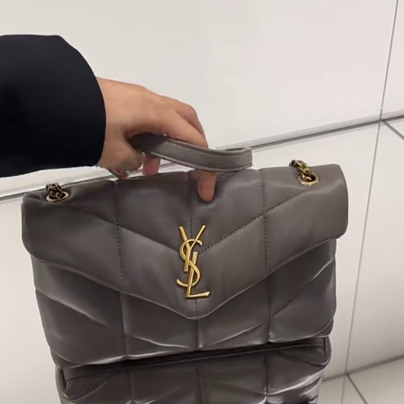 Saint Laurent YSL LouLou 小羊皮 Puffer Toy 金鍊包 風暴灰-1