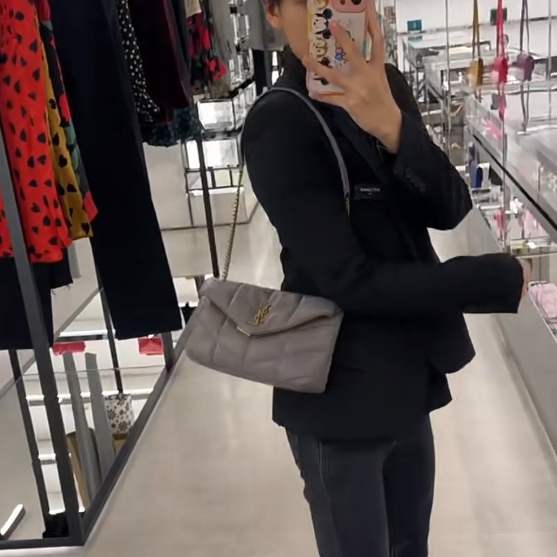 Saint Laurent YSL LouLou 小羊皮 Puffer Toy 金鍊包 風暴灰-11