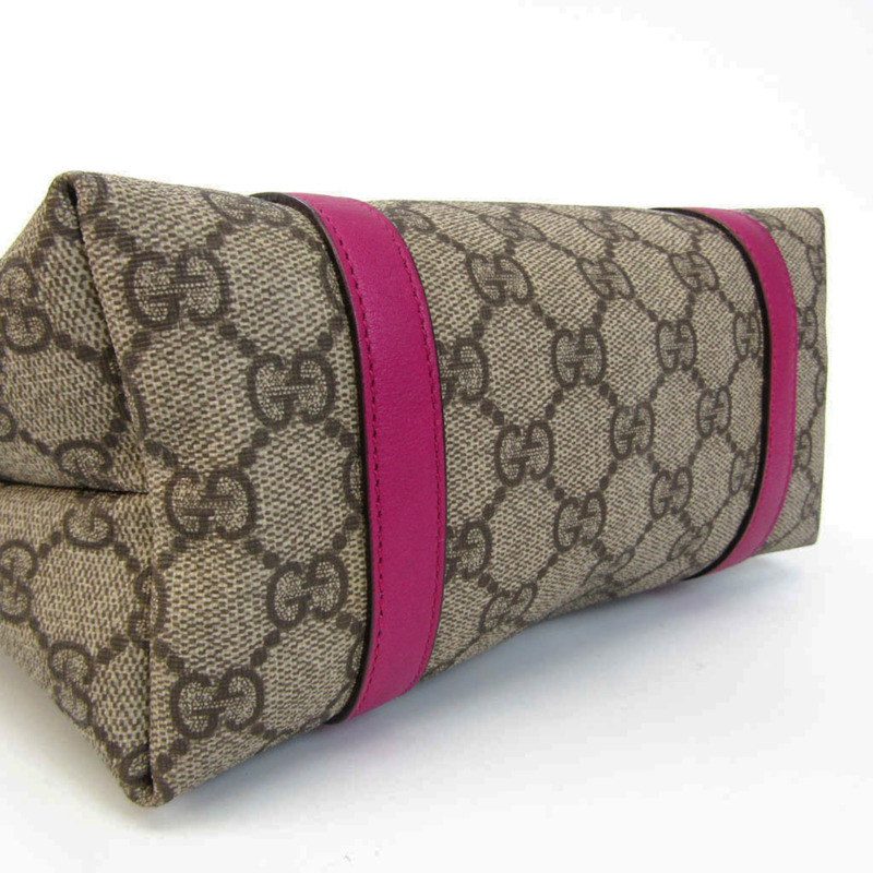 【日本直送】Gucci 兒童 297557 女式 GG Supreme，皮革手提包 米色、棕色、粉紅色-4