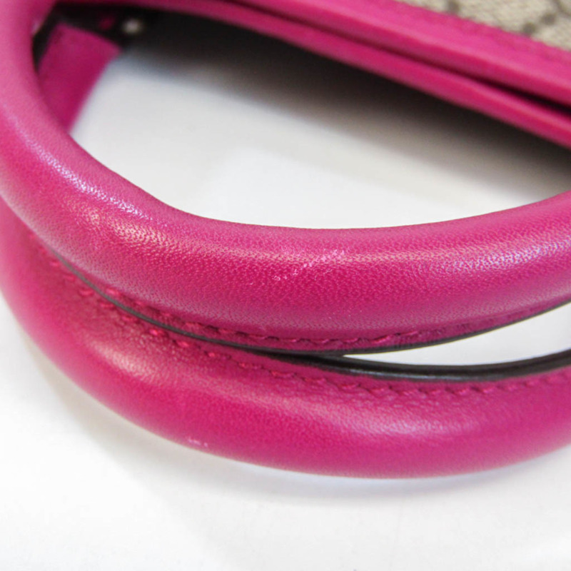 【日本直送】Gucci 兒童 297557 女式 GG Supreme，皮革手提包 米色、棕色、粉紅色-6