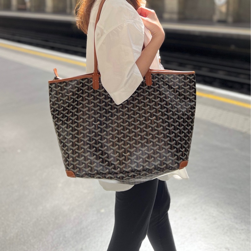 Goyard Artoris 新款拉鍊 托特包 MM 黑棕-3