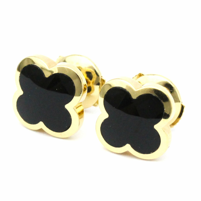 【日本直送】Van Cleef & Arpels Pure Alhambra 耳環 瑪瑙金 (18K) 耳環 黑色、金色-1