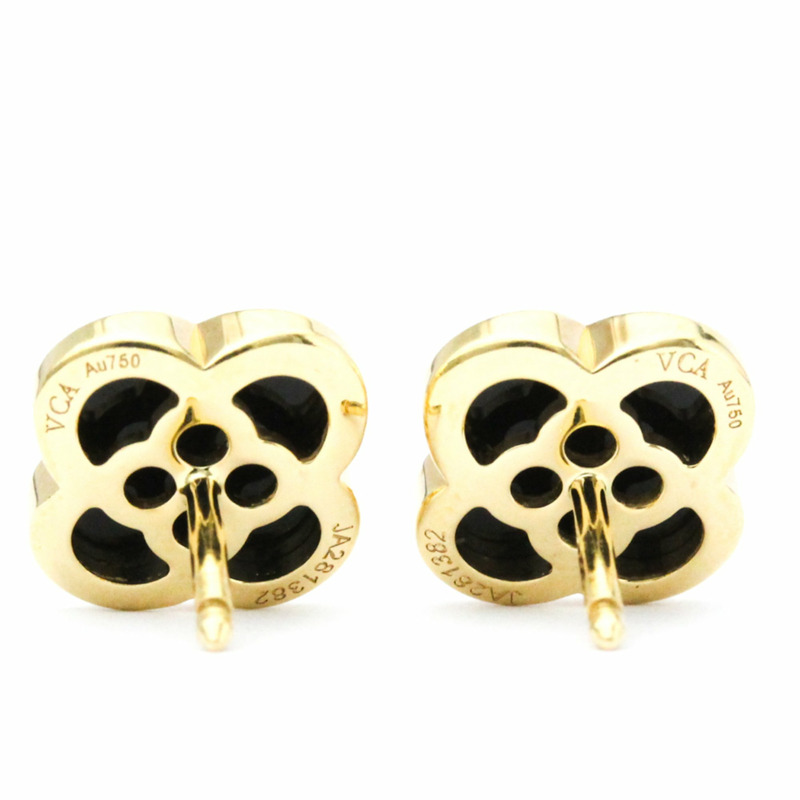 【日本直送】Van Cleef & Arpels Pure Alhambra 耳環 瑪瑙金 (18K) 耳環 黑色、金色-2