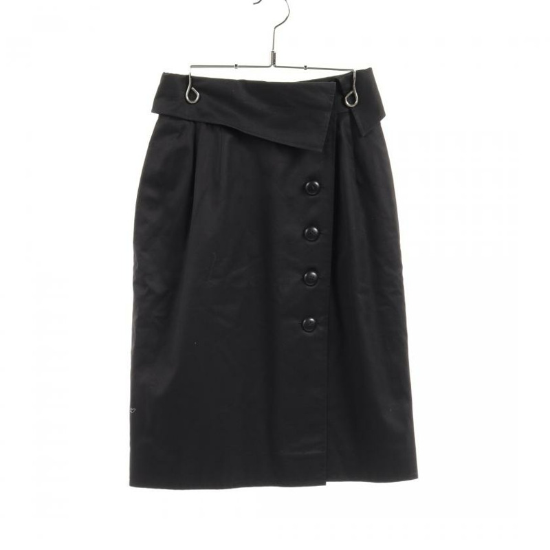 【日本直送】 Pre-owned Christian Dior wrap skirt front button black-0