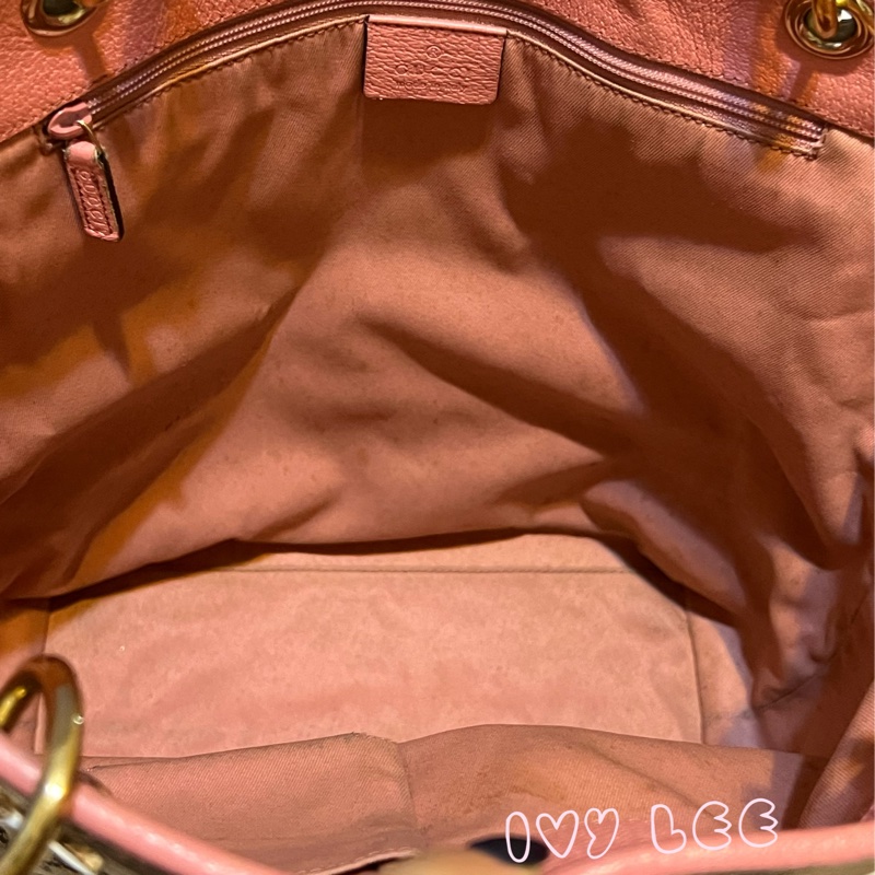 GUCCI 120836 雙G緹花圓扣牛奶購物包.粉紅色 通勤包 實用二手精品 特惠款-4