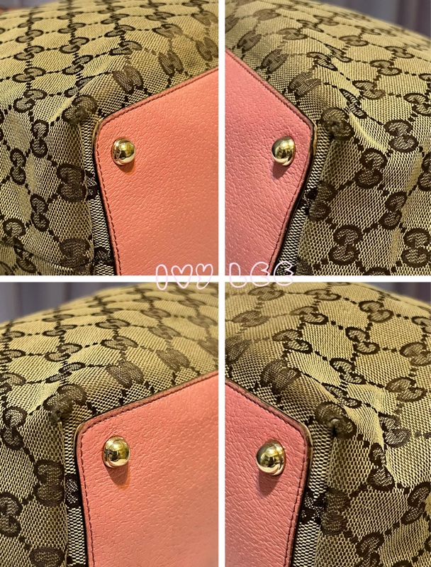 GUCCI 120836 雙G緹花圓扣牛奶購物包.粉紅色 通勤包 實用二手精品 特惠款-12