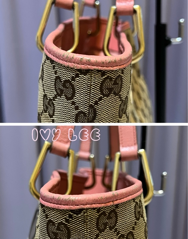 GUCCI 120836 雙G緹花圓扣牛奶購物包.粉紅色 通勤包 實用二手精品 特惠款-15