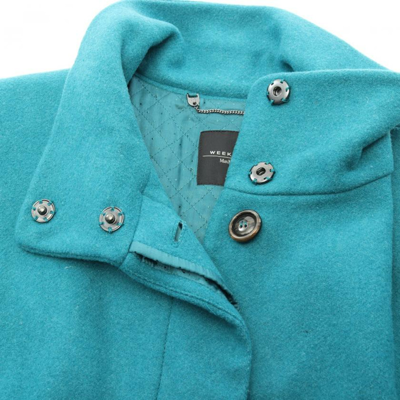 【日本直送】 convertible collar coat wool Blue green-7