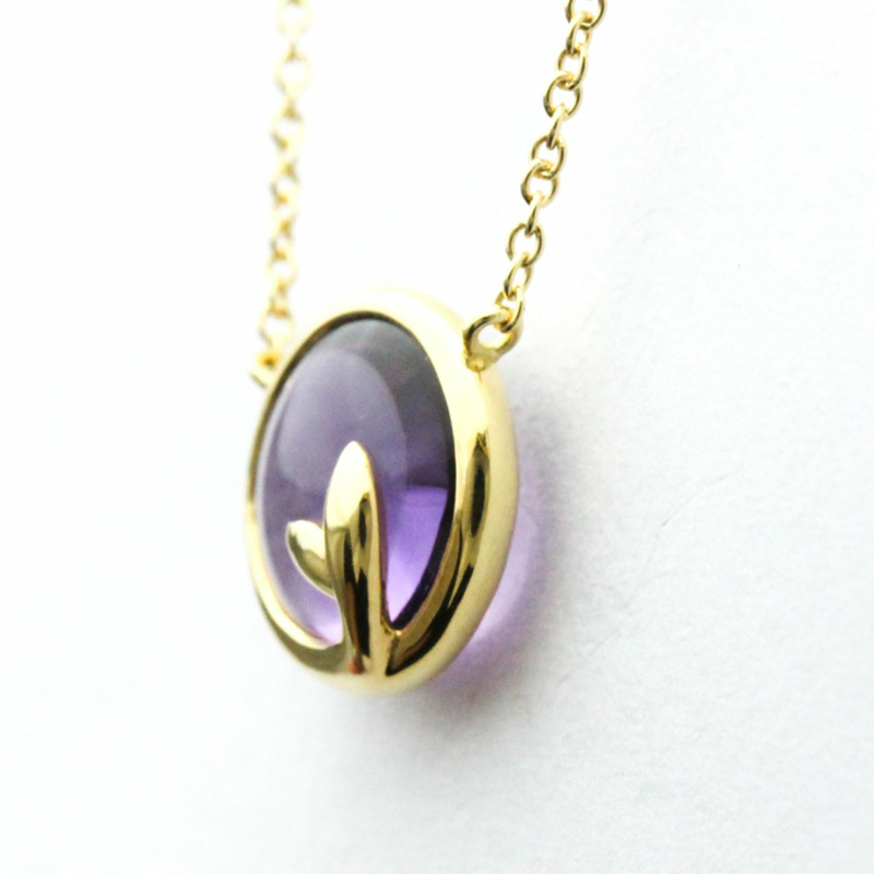 【日本直送】蒂芬妮橄欖葉紫水晶項鍊黃金（18K）紫水晶男士、女士時尚吊墜項鍊（金色）-1