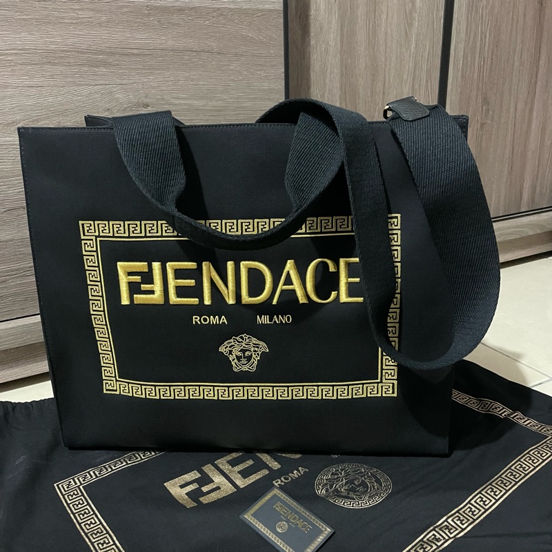FENDACE FENDI x VERSACE 限量聯名😍托特包 黑金-3