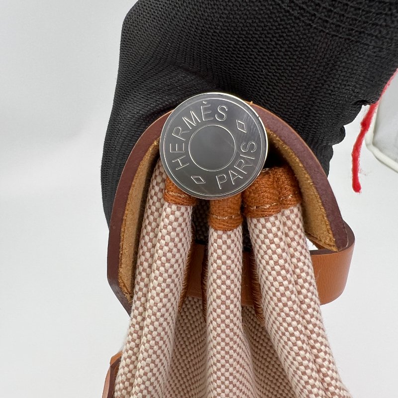 【Hermes】Herbag Zip 31 限定飛馬米色帆布x棕色牛皮手提肩背包-7
