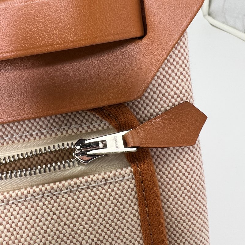 【Hermes】Herbag Zip 31 限定飛馬米色帆布x棕色牛皮手提肩背包-10