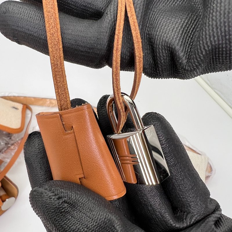 【Hermes】Herbag Zip 31 限定飛馬米色帆布x棕色牛皮手提肩背包-12