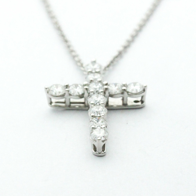 【日本直送】蒂芬妮小十字鑽石項鍊白金鑽石女式、男士時尚吊墜項鍊(銀色)-3