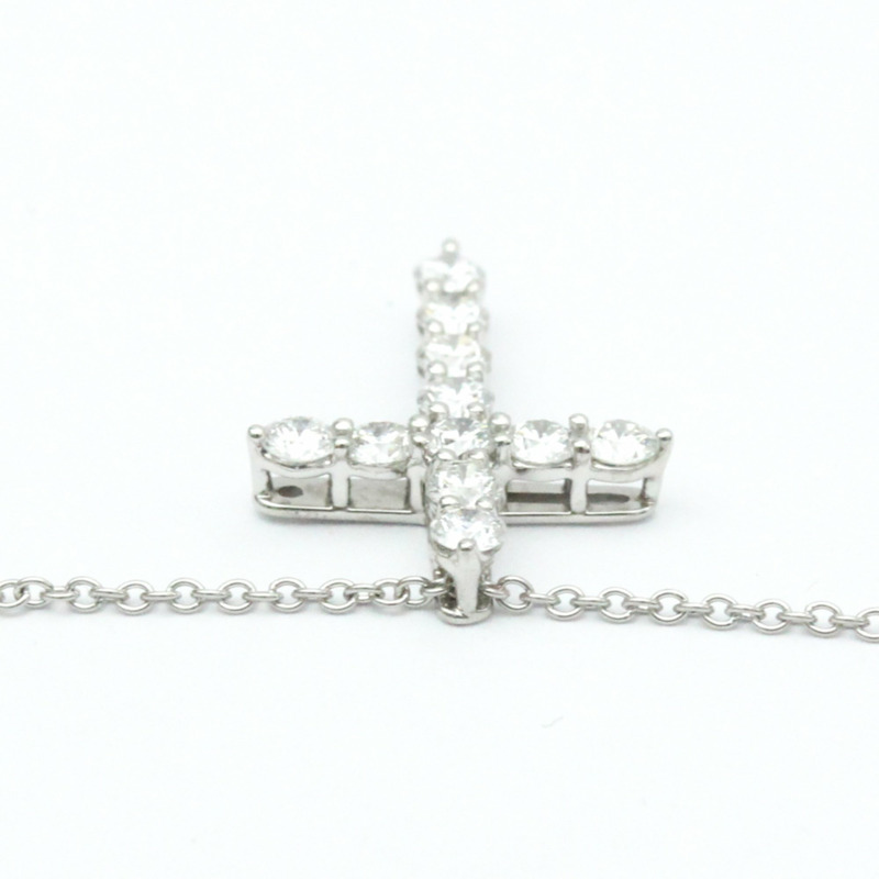 【日本直送】蒂芬妮小十字鑽石項鍊白金鑽石女式、男士時尚吊墜項鍊(銀色)-5