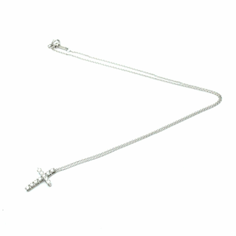 【日本直送】蒂芬妮小十字鑽石項鍊白金鑽石女式、男士時尚吊墜項鍊(銀色)-8