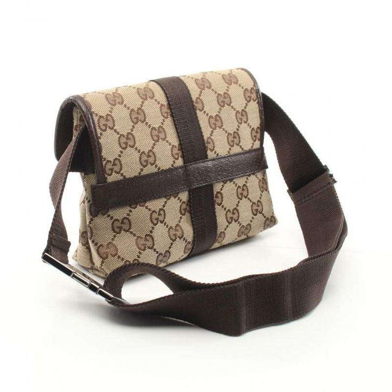【日本直送】 GG帆布 隨身包 腰包 帆布 皮革 淺褐色 深棕色-1