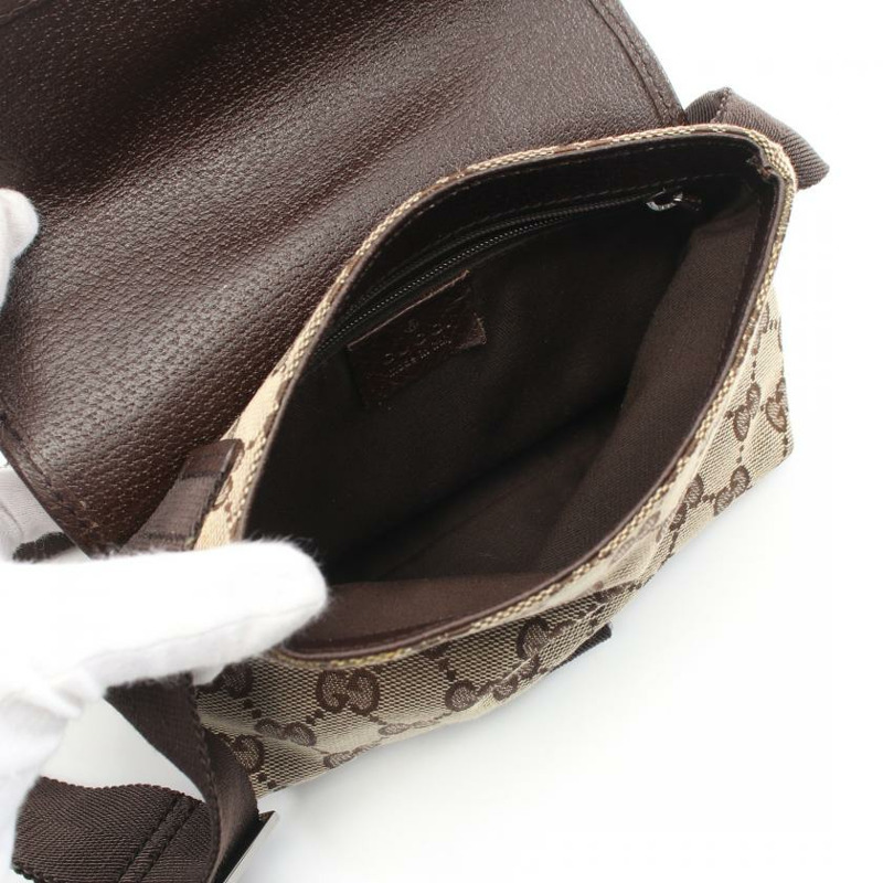 【日本直送】 GG帆布 隨身包 腰包 帆布 皮革 淺褐色 深棕色-2