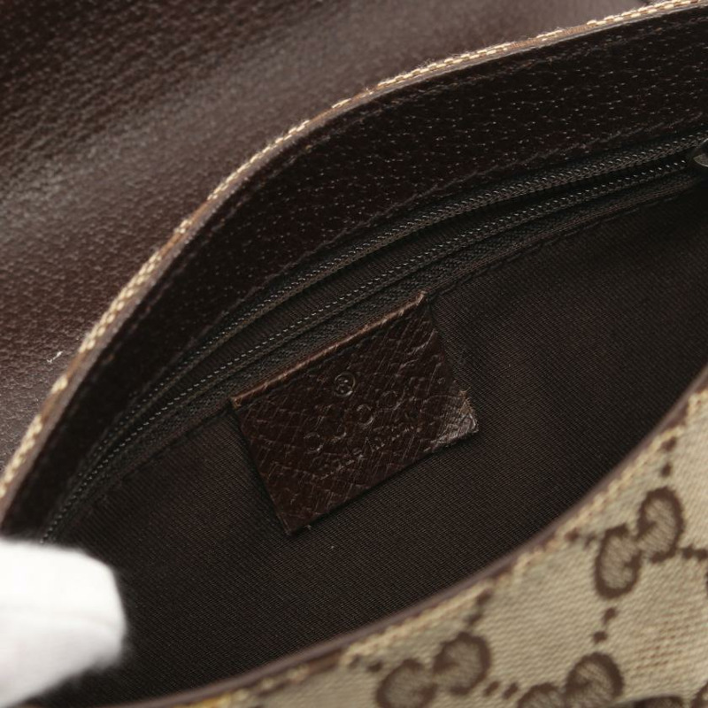 【日本直送】 GG帆布 隨身包 腰包 帆布 皮革 淺褐色 深棕色-3