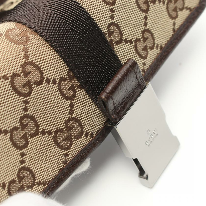 【日本直送】 GG帆布 隨身包 腰包 帆布 皮革 淺褐色 深棕色-6