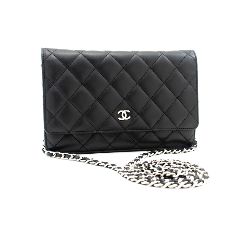 【日本直送】CHANEL 黑色經典鏈條錢包 WOC 小羊皮肩包-0