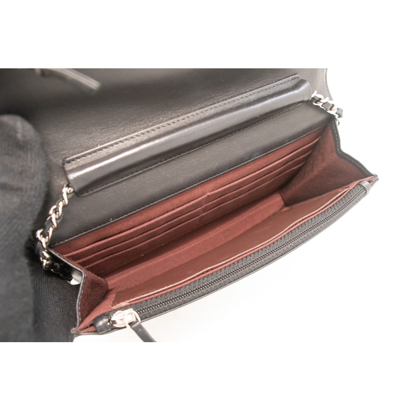 【日本直送】CHANEL 黑色經典鏈條錢包 WOC 小羊皮肩包-3