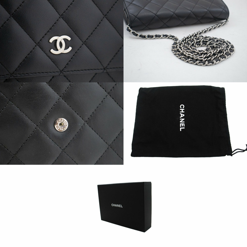 【日本直送】CHANEL 黑色經典鏈條錢包 WOC 小羊皮肩包-6