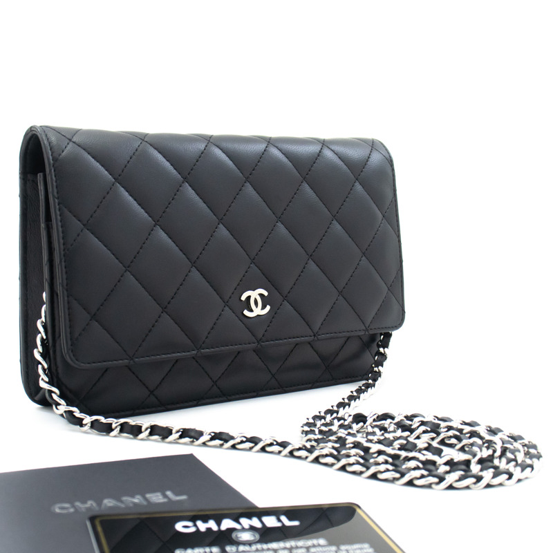 【日本直送】CHANEL 黑色經典鏈條錢包 WOC 小羊皮肩包-10