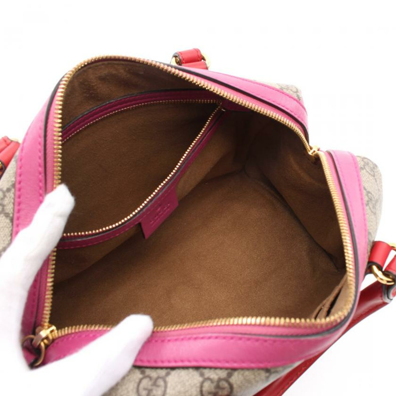 【日本直送】 雙G SUPREME 手提包 迷你波士頓包 PVC 真皮 米色 粉紅紫色 紅色-2