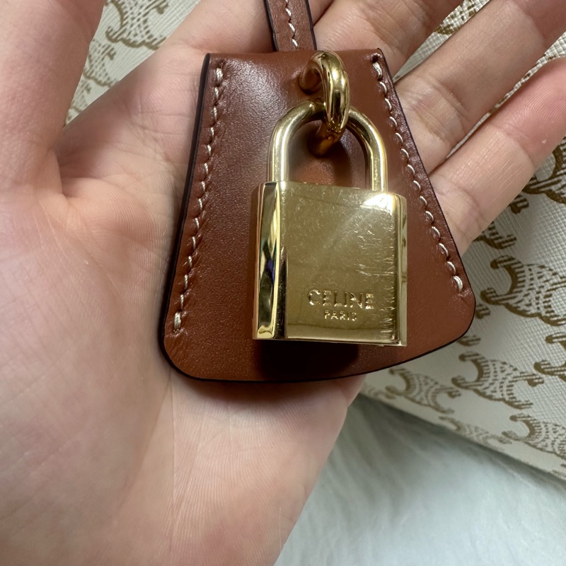 (客訂請勿下單)Celine TRIOMPHE帆布及小牛皮迷你型橫式CABAS手袋 純白色 老花-9