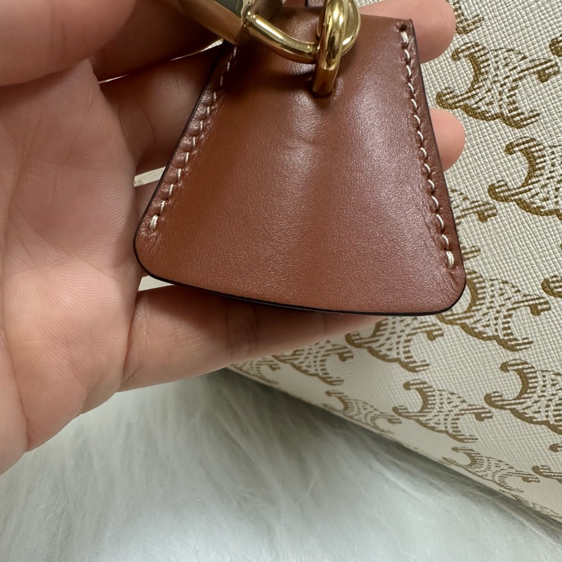 (客訂請勿下單)Celine TRIOMPHE帆布及小牛皮迷你型橫式CABAS手袋 純白色 老花-11