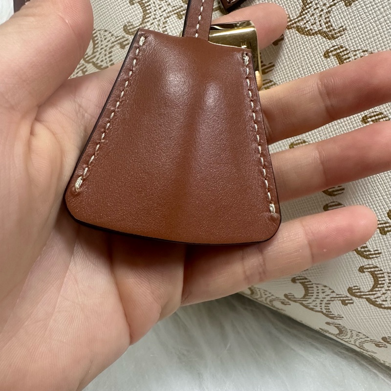 (客訂請勿下單)Celine TRIOMPHE帆布及小牛皮迷你型橫式CABAS手袋 純白色 老花-12