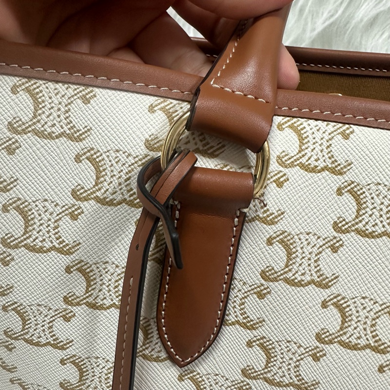 (客訂請勿下單)Celine TRIOMPHE帆布及小牛皮迷你型橫式CABAS手袋 純白色 老花-14