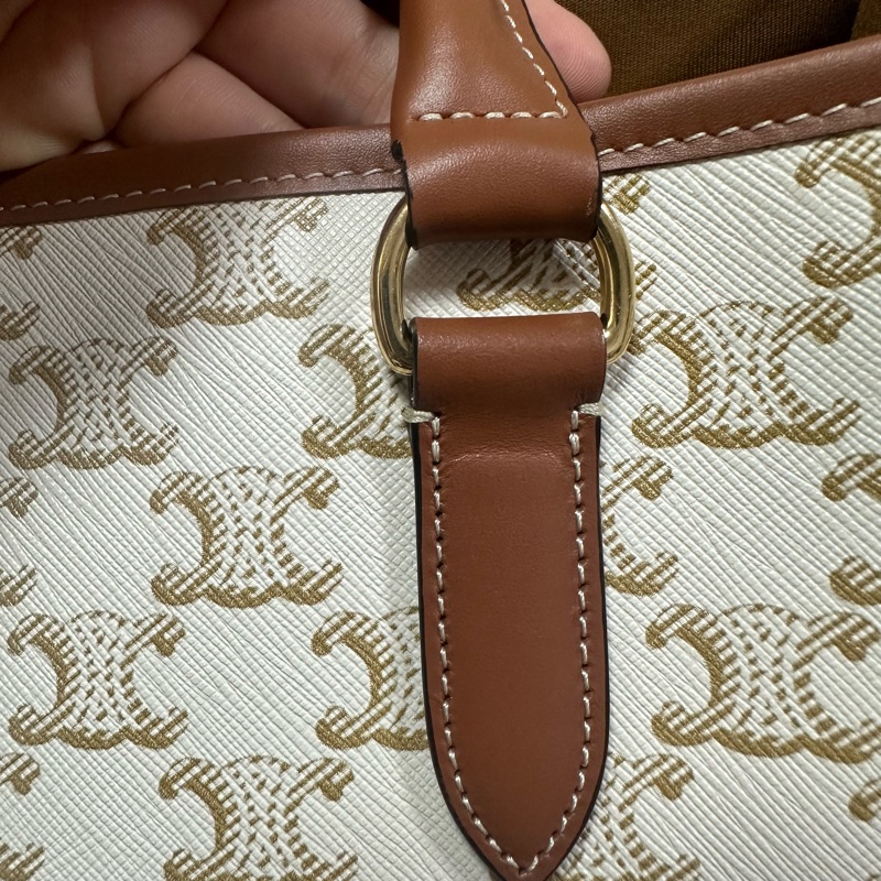 (客訂請勿下單)Celine TRIOMPHE帆布及小牛皮迷你型橫式CABAS手袋 純白色 老花-15