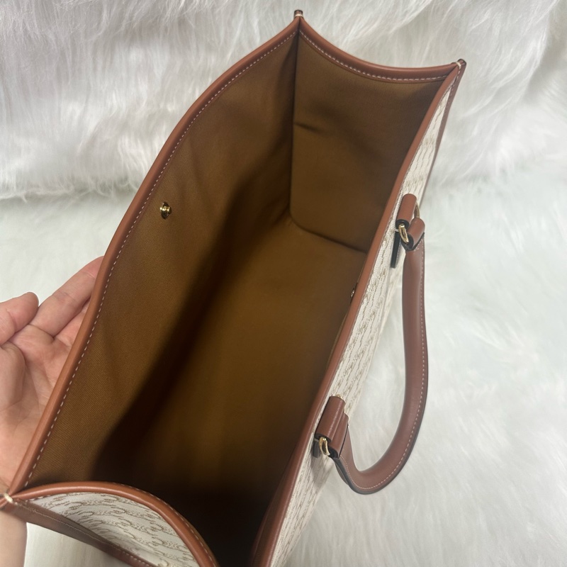 (客訂請勿下單)Celine TRIOMPHE帆布及小牛皮迷你型橫式CABAS手袋 純白色 老花-18