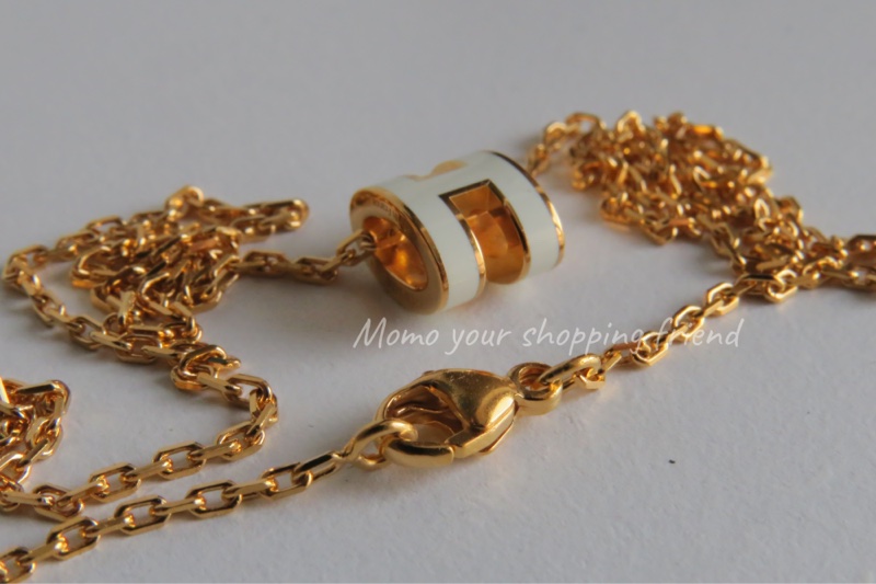 愛馬仕mini pop H 項鍊 白金色 全新全配-3